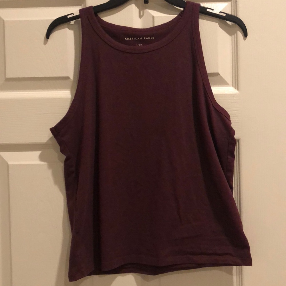 Burgundy High Neck Tank Top